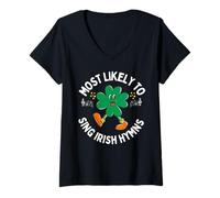 Women's Most Likely to Sing an Irish Hymn Shamrock St. Patrick’s Day V-Neck T-Shirt