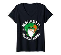 Women's Most Likely to Sing Irish Hymns Shamrock St. Patrick’s Day V-Neck T-Shirt