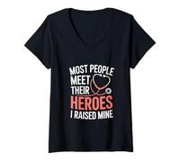 Womens Most People Meet Their Heroes I Raised Mine V-Neck T-Shirt