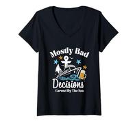 Womens Mostly Bad Decisions Carmel by The Sea Spring Break V-Neck T-Shirt