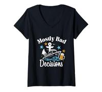 Womens Mostly Bad Decisions Cruise Booze V-Neck T-Shirt