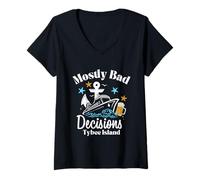 Womens Mostly Bad Decisions Tybee Island Spring Break V-Neck T-Shirt