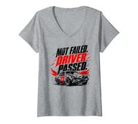 Women's MOT Failed Driver Passed Funny Banger Racing V-Neck T-Shirt