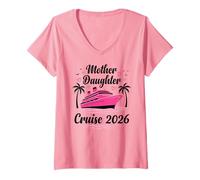 Womens Mother and Daughter Gone Cruising 2026 Women Cruise Matching V-Neck T-Shirt