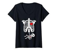 Womens Mother & Baby Skeleton X-ray - Mums Trick or Treat Costume V-Neck T-Shirt