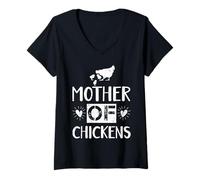 Womens Mother of Chickens Funny Farm Quote for Chicken Lovers V-Neck T-Shirt