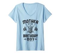 Women's Mother of The Birthday Boy Knight Party V-Neck T-Shirt