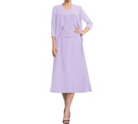 Women's Mother of The Bride Groom Dresses with Jacket Lace 3/4 Sleeve Evening Formal Prom Gowns for Wedding Lavender UK18