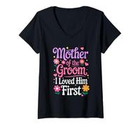 Womens Mother of the Groom I Loved Him First Shirt Women V-Neck T-Shirt