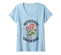 Women's Motherhood is Kingdom Work Roses Christian Mother's Day V-Neck T-Shirt