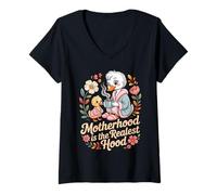 Womens Motherhood Is the Realest Hood Funny Qoute mom V-Neck T-Shirt