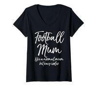 Womens Mother's Day Football Mum Like a Normal Mum but Way Cooler V-Neck T-Shirt