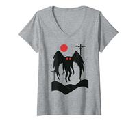 Womens Mothman Abstract Appachian V-Neck T-Shirt