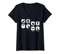 Womens Mothman Bigfoot Unicorn Frogmen UFO Chupacabra Cryptids V-Neck T-Shirt