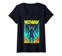 Womens Mothman Cryptid Horror Cryptid Gothic Heavy-Metal Style V-Neck T-Shirt