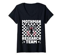 Womens Mothman Research Team Cryptozoology Cryptid Girl Mom V-Neck T-Shirt