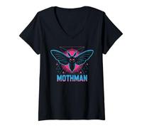 Womens Mothman Retro Aesthetic Cryptid Design V-Neck T-Shirt