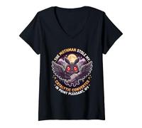 Women's Mothman Stole My Catalytic Converter Funny Cryptid V-Neck T-Shirt