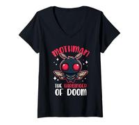 Womens Mothman The Harbinger of Doom Cryptid Cryptozoology V-Neck T-Shirt