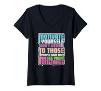 Women's Motivate Yourself Ignore Critics | Vintage Distressed V-Neck T-Shirt