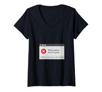 Women's Motivation Not Found Funny Retro Computer Error Graphic V-Neck T-Shirt