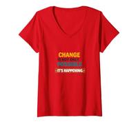 Women's Motivational and Inspirational Quote: Change. is here V-Neck T-Shirt