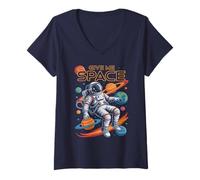 Womens Motivational GIVE ME Space Astronaut Autism Educator V-Neck T-Shirt