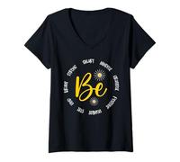 Womens Motivational Inspirational Be Smart Mindful Positive Quote V-Neck T-Shirt