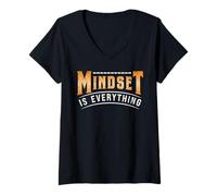 Women's Motivational Mindset is Everything Positive Inspirational V-Neck T-Shirt