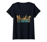 Women's Motivational Mindset is Everything Positive Inspirational V-Neck T-Shirt