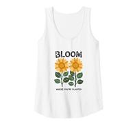 Womens Motivational Sunflower Message, Bloom Where You Are Planted Tank Top