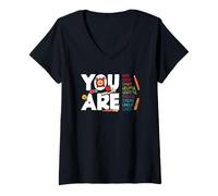 Women's Motivational Teacher You are Smart Brave Strong Kind Loved V-Neck T-Shirt