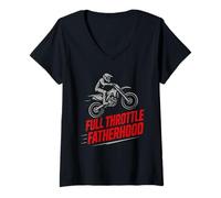 Womens Motocross Dad Dirt Bike Gift Motocross Fathers Day Moto Dad V-Neck T-Shirt