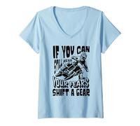 Womens Motocross Rider If You Can Hear Your Fears Shift a Gear V-Neck T-Shirt