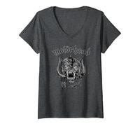 Women's Motörhead Undercover Warpig Sketch V-Neck T-Shirt, Dark Heather Grey, Medium