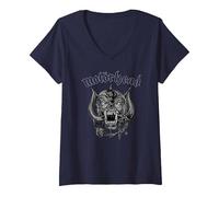 Women's Motörhead Undercover Warpig Sketch V-Neck T-Shirt, Navy Blue, Medium