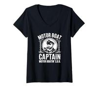 Women's Motor Boat Captain Motor Boatin S.O.B V-Neck T-Shirt