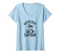 Women's Motor Boat Captain Nautical Helm Skipper V-Neck T-Shirt