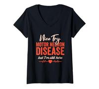 Women's Motor Neuron Disease Survivor Motor Neuron Disease Awareness V-Neck T-Shirt