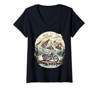 Womens Motorcycle adventure & freedom on two wheels Biker V-Neck T-Shirt
