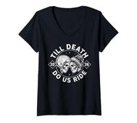 Women's Motorcycle Couple Matching Till Death Biker Bride Groom 2026 V-Neck T-Shirt
