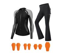 Women's Motorcycle Jersey and Mesh Motorbike Jacket plus Flared Riding Trousers, Summer CE Armoured Womens Biker Set for Lady Rider Yoga Fitness Gym Urban Commuting Clothing