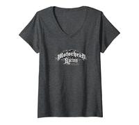 Women's Motorhead Racing Halo V-Neck T-Shirt, Dark Heather Grey, Medium