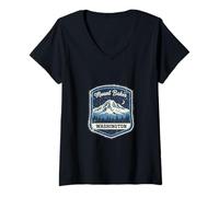 Women's Mount Baker Washington Mountain Nature Outdoor Adventure V-Neck T-Shirt