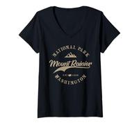 Women's Mount Rainier National Park | Washington | Travel & 80s V-Neck T-Shirt