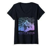 Womens Mount Rainier Washington Mountain Mt Climbing Summit Hiking V-Neck T-Shirt