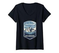 Women's Mount Washington New Hampshire Mountain Hiking Outdoor V-Neck T-Shirt