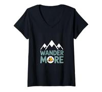 Women's Mountain Camping Wander More Hiking Adventure V-Neck T-Shirt