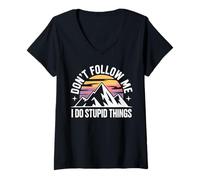 Womens Mountain Climber Don't Follow Me Mountaineer V-Neck T-Shirt