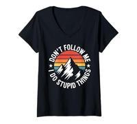 Womens Mountain Climber Funny Mountaineer V-Neck T-Shirt